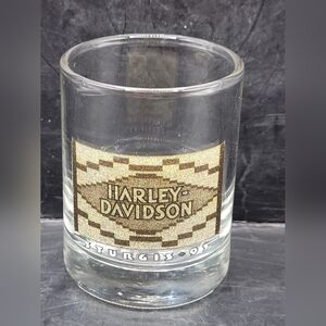 Vintage HARLEY DAVIDSON Sturgis '95 Shot Glass - Western Native Design - 2.5"